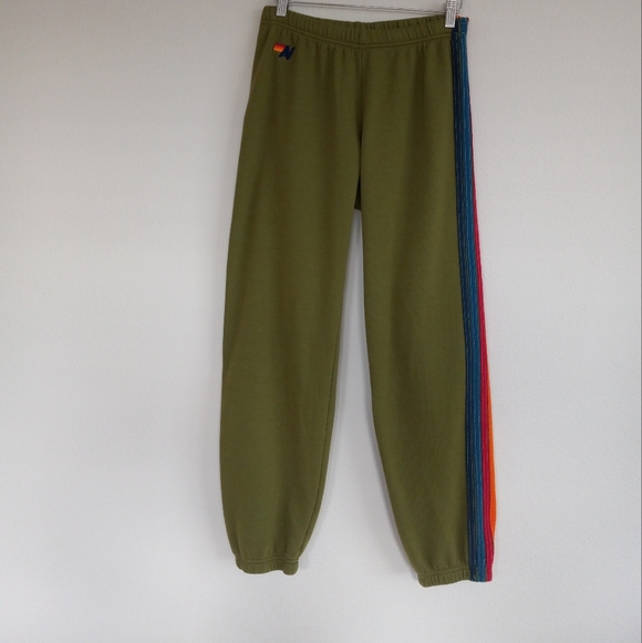 Aviator Nation 5 Stripe Sweatpants Jungle Green L - Picture 3 of 14